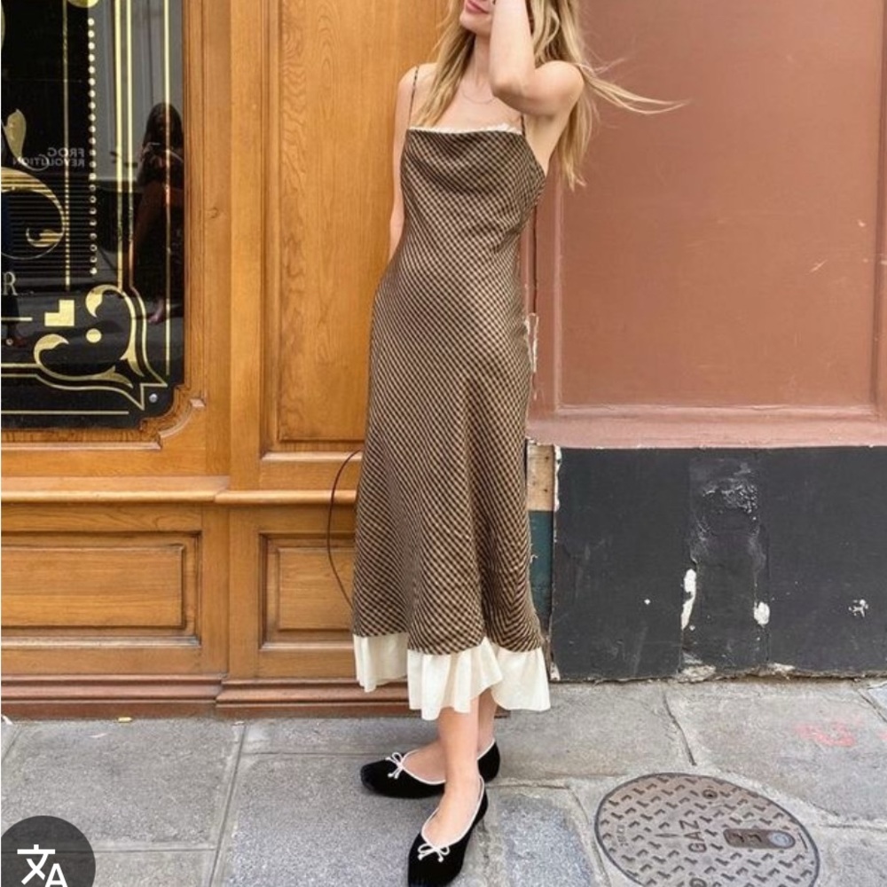 NWT ANTONIO MELANI x Courtney Grow Bond Gingham Print Flutter Hem Midi Dress